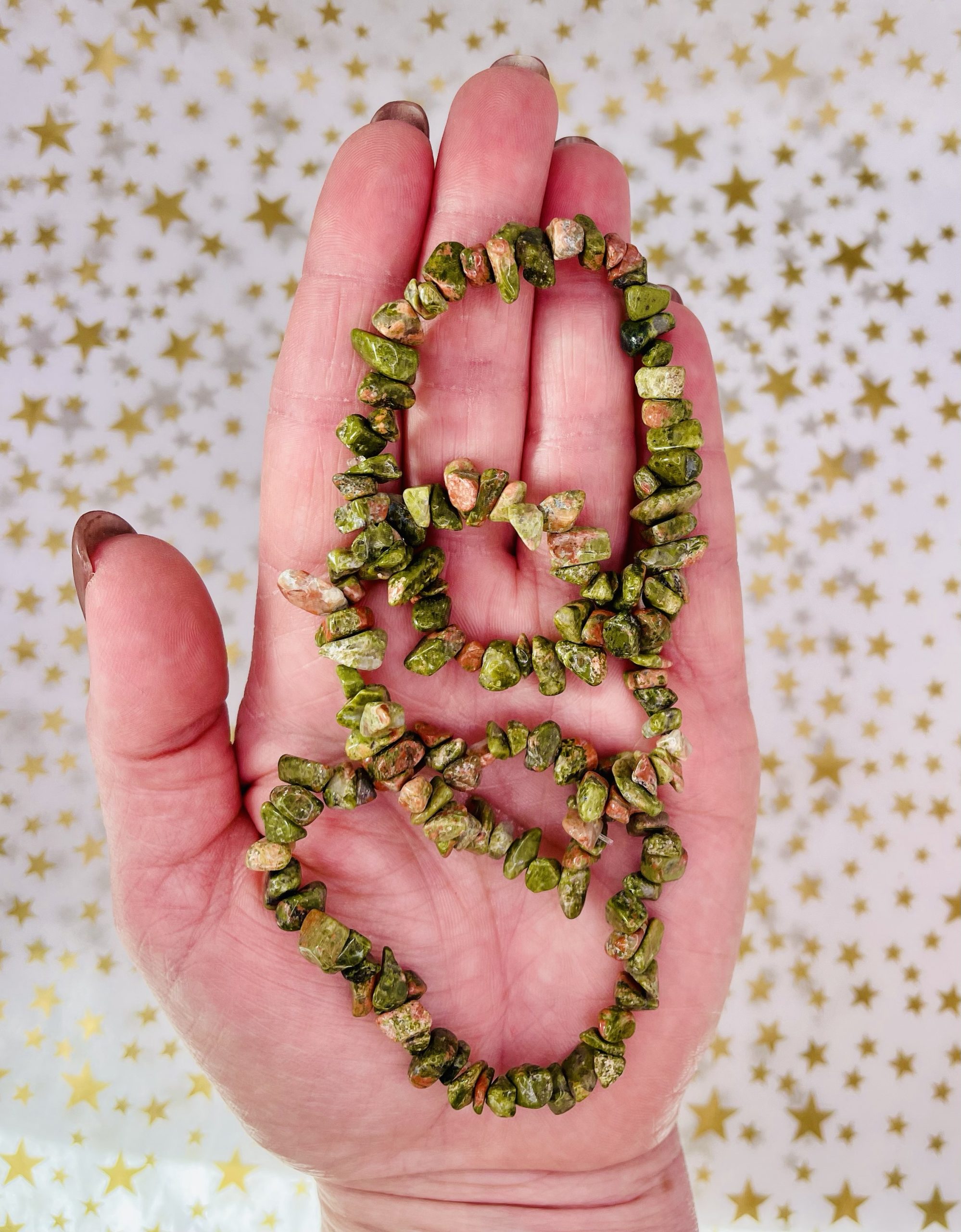 Unakite Chip Bracelet
