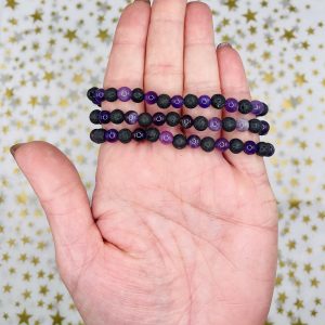 Amethyst & Lava 6mm bead  Bracelet