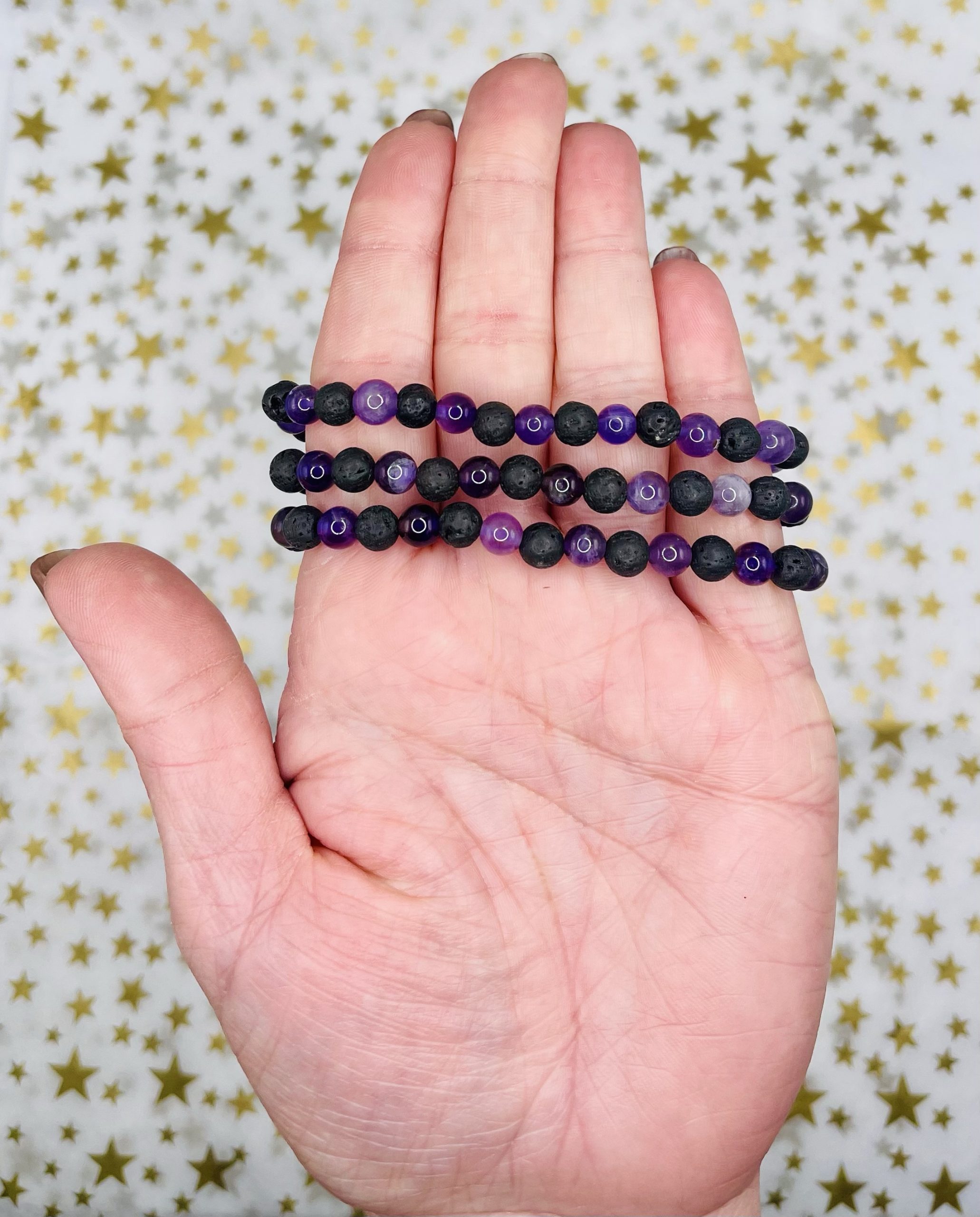 Amethyst & Lava 6mm bead Bracelet - Image 2