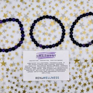 Amethyst & Lava 6mm bead  Bracelet