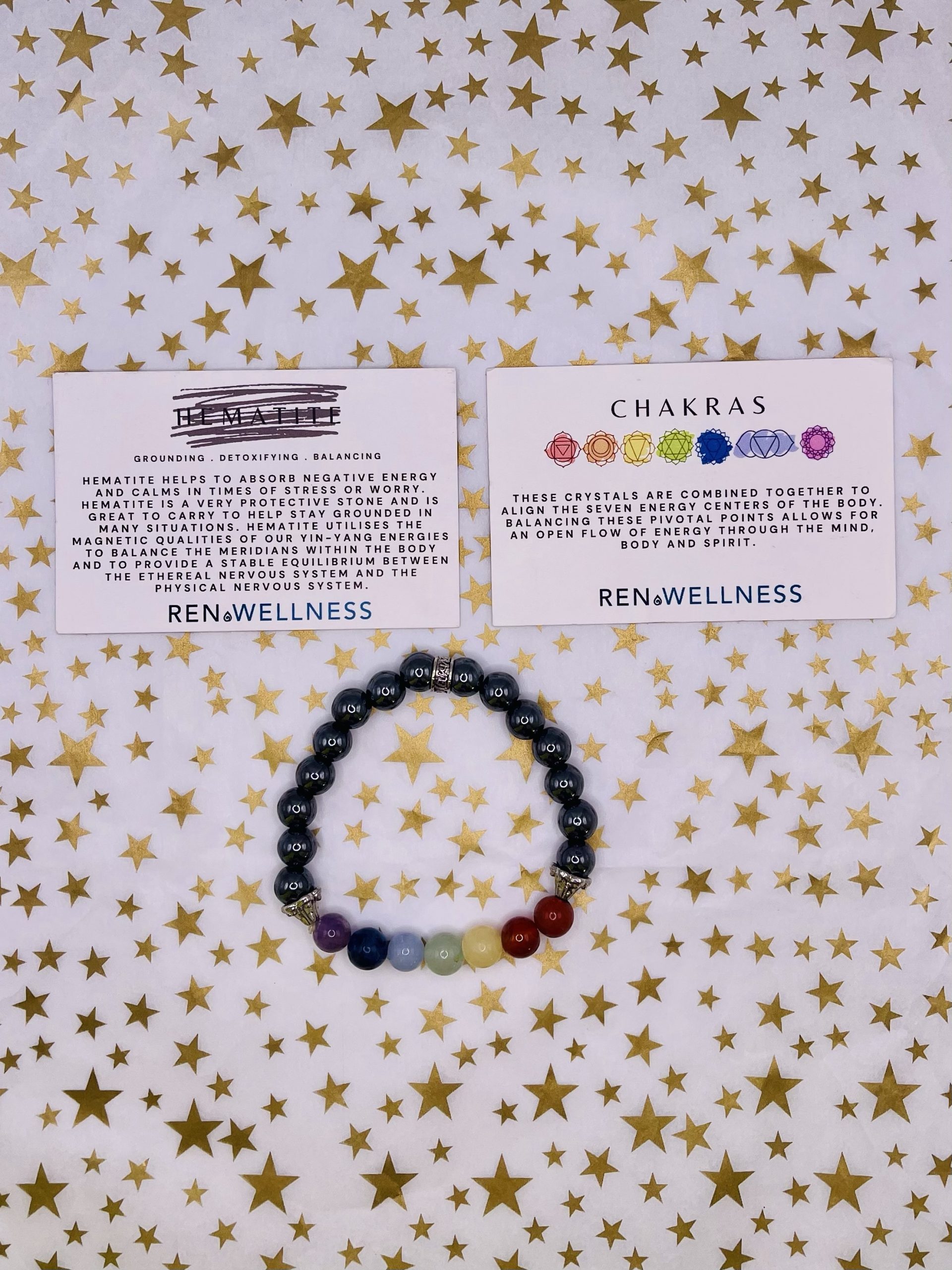 Chakra & Hematite (8mm bead) bracelet - Image 3