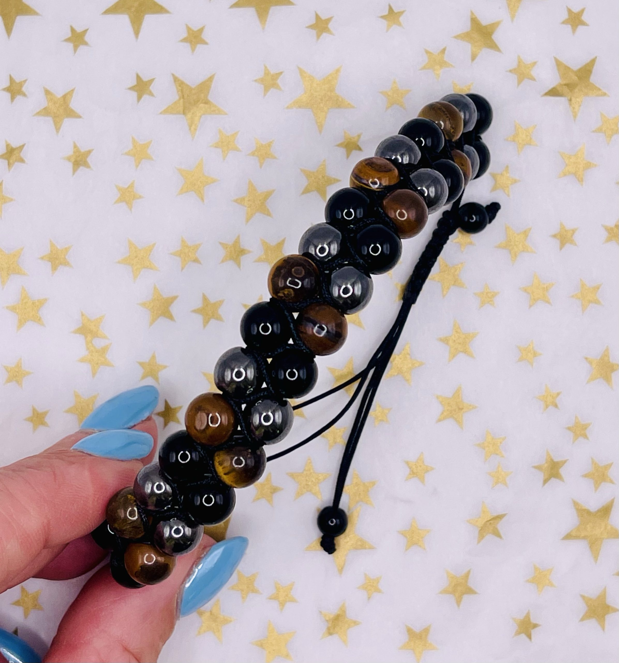 Hematite, Tiger Eye & Black Obsidian
Double row adjustable - Image 2